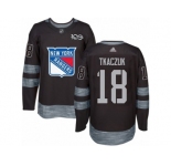 Men's Adidas New York Rangers #18 Walt Tkaczuk Authentic Black 1917-2017 100th Anniversary NHL Jersey