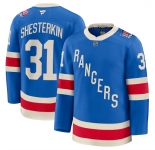 Men's New York Rangers #31 Igor Shesterkin Blue Centennial Stitched Hockey Jersey