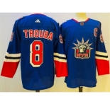 Men's New York Rangers #8 Jacob Trouba Blue 2022-23 Reverse Retro Stitched Jersey