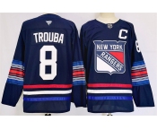Men's New York Rangers #8 Jacob Trouba Navy 2024-25 Stitched Jersey