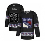 Men's Rangers #23 Adam Foxs Black Authentic Team Logo Fashion Stitched Hockey Jersey