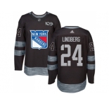 New York Rangers #24 Oscar Lindberg Black 1917-2017 100th Anniversary Stitched NHL Jersey