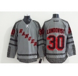 nhl jerseys new york rangers #30 lundqvist grey[charcoal cross check]