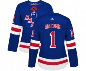Women Adidas New York Rangers #1 Eddie Giacomin Premier Royal Blue Home NHL Jersey