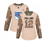 Women Adidas New York Rangers #12 Peter Holland Authentic Camo Veterans Day Practice NHL Jersey
