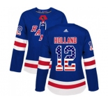 Women Adidas New York Rangers #12 Peter Holland Authentic Royal Blue USA Flag Fashion NHL Jersey