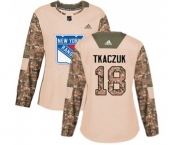 Women Adidas New York Rangers #18 Walt Tkaczuk Authentic Camo Veterans Day Practice NHL Jersey