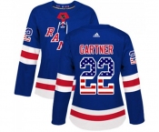 Women Adidas New York Rangers #22 Mike Gartner Authentic Royal Blue USA Flag Fashion NHL Jersey