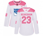 Women Adidas New York Rangers #23 Jeff Beukeboom Authentic White Pink Fashion NHL Jersey