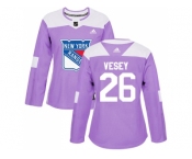 Women Adidas New York Rangers #26 Jimmy Vesey Purple Authentic Fights Cancer Stitched NHL Jersey