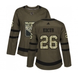 Women Adidas New York Rangers #26 Joe Kocur Authentic Green Salute to Service NHL Jersey