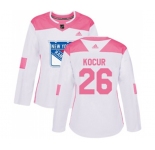 Women Adidas New York Rangers #26 Joe Kocur Authentic White Pink Fashion NHL Jersey
