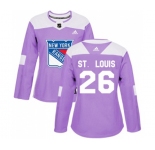 Women Adidas New York Rangers #26 Martin St. Louis Authentic Purple Fights Cancer Practice NHL Jersey
