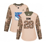 Women Adidas New York Rangers #28 Tie Domi Authentic Camo Veterans Day Practice NHL Jersey