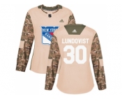Women Adidas New York Rangers #30 Henrik Lundqvist Camo Authentic 2017 Veterans Day Stitched NHL Jersey