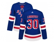Women Adidas New York Rangers #30 Henrik Lundqvist Royal Blue Home Authentic Stitched NHL Jersey
