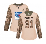 Women Adidas New York Rangers #31 Ondrej Pavelec Authentic Camo Veterans Day Practice NHL Jersey