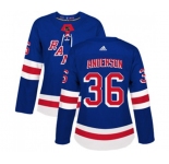 Women Adidas New York Rangers #36 Glenn Anderson Premier Royal Blue Home NHL Jersey