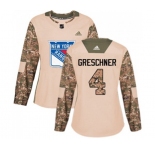 Women Adidas New York Rangers #4 Ron Greschner Authentic Camo Veterans Day Practice NHL Jersey