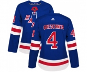 Women Adidas New York Rangers #4 Ron Greschner Premier Royal Blue Home NHL Jersey