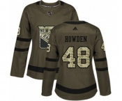 Women Adidas New York Rangers #48 Brett Howden Authentic Green Salute to Service NHL Jersey