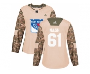 Women Adidas New York Rangers #61 Rick Nash Camo Authentic 2017 Veterans Day Stitched NHL Jersey