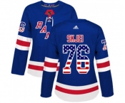 Women Adidas New York Rangers #76 Brady Skjei Authentic Royal Blue USA Flag Fashion NHL Jersey