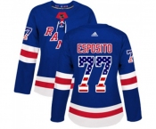 Women Adidas New York Rangers #77 Phil Esposito Authentic Royal Blue USA Flag Fashion NHL Jersey