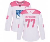 Women Adidas New York Rangers #77 Phil Esposito Authentic White Pink Fashion NHL Jersey