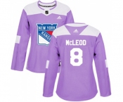 Women Adidas New York Rangers #8 Cody McLeod Authentic Purple Fights Cancer Practice NHL Jersey