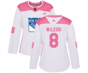 Women Adidas New York Rangers #8 Cody McLeod Authentic White Pink Fashion NHL Jersey