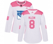 Women Adidas New York Rangers #8 Kevin Klein Authentic White Pink Fashion NHL Jersey