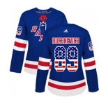 Women Adidas New York Rangers #89 Pavel Buchnevich Authentic Royal Blue USA Flag Fashion NHL Jersey