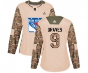 Women Adidas New York Rangers #9 Adam Graves Authentic Camo Veterans Day Practice NHL Jersey