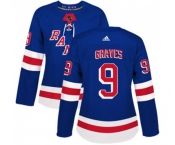 Women Adidas New York Rangers #9 Adam Graves Premier Royal Blue Home NHL Jersey