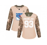 Women Adidas New York Rangers #93 Mika Zibanejad Camo Authentic 2017 Veterans Day Stitched NHL Jersey