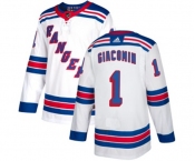 Women Reebok New York Rangers #1 Eddie Giacomin Authentic White Away NHL Jersey