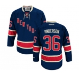 Women Reebok New York Rangers #36 Glenn Anderson Authentic Navy Blue Third NHL Jersey