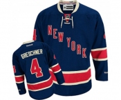 Women Reebok New York Rangers #4 Ron Greschner Authentic Navy Blue Third NHL Jersey