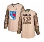 Youth Adidas New York Rangers #12 Peter Holland Authentic Camo Veterans Day Practice NHL Jersey