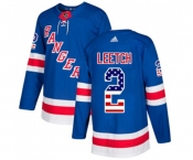 Youth Adidas New York Rangers #2 Brian Leetch Authentic Royal Blue USA Flag Fashion NHL Jersey