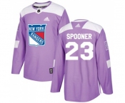 Youth Adidas New York Rangers #23 Ryan Spooner Authentic Purple Fights Cancer Practice NHL Jersey
