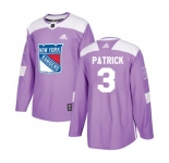 Youth Adidas New York Rangers #3 James Patrick Authentic Purple Fights Cancer Practice NHL Jersey