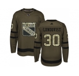 Youth Adidas New York Rangers #30 Henrik Lundqvist Green Salute to Service Stitched NHL Jersey
