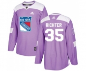 Youth Adidas New York Rangers #35 Mike Richter Authentic Purple Fights Cancer Practice NHL Jersey