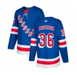 Youth Adidas New York Rangers #36 Glenn Anderson Authentic Royal Blue Home NHL Jersey