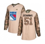 Youth Adidas New York Rangers #51 David Desharnais Authentic Camo Veterans Day Practice NHL Jersey