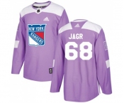 Youth Adidas New York Rangers #68 Jaromir Jagr Authentic Purple Fights Cancer Practice NHL Jersey
