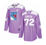 Youth Adidas New York Rangers #72 Filip Chytil Authentic Purple Fights Cancer Practice NHL Jersey
