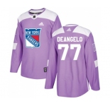 Youth Adidas New York Rangers #77 Anthony DeAngelo Authentic Purple Fights Cancer Practice NHL Jersey